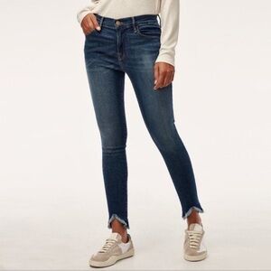 Frame Dark Wash Frayed Hem Jeans